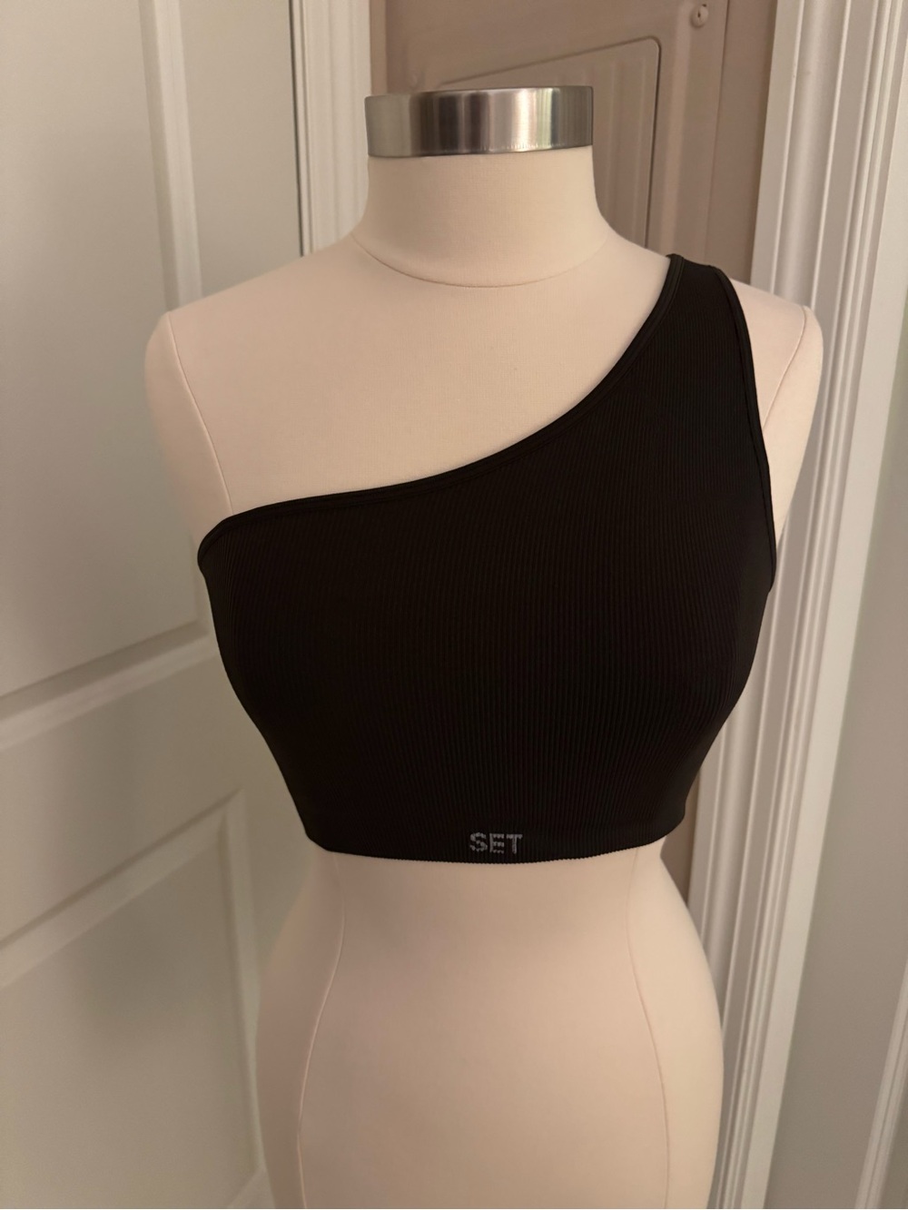 SET ACTIVE One-Shoulder Ribbed Sport Bra Tank (NWOT)